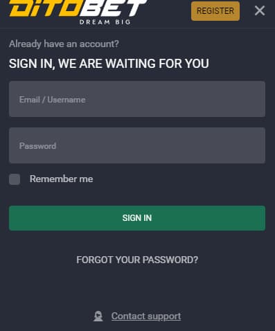 Ditobet Login Process