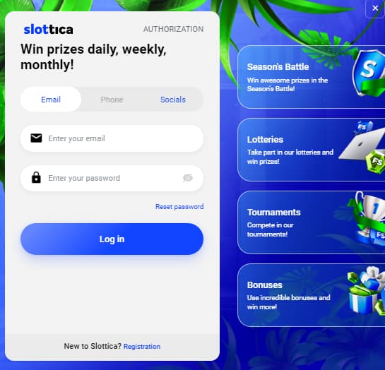 Slottica Registration Steps